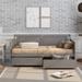 Contemporary Minimalist Style Design Grey Daybed Twin Size Sofa Bed with Two Drawers and Storage Drawers Suitable for Bedroom