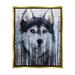 Stupell Industries Smiling Husky Dog Rustic Birch Tree Overlay Graphic Art Metallic Gold Floating Framed Canvas Print Wall Art Design by Kamdon Kreations