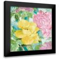 Loreth Lanie 15x15 Black Modern Framed Museum Art Print Titled - Modern Yellow Peonies II