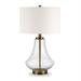 Maklaine Modern Farmhouse Table Lamp with Seeded Glass Shade in Black and Bronze