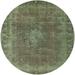 Ahgly Company Indoor Round Mid-Century Modern Dark Olive Green Oriental Area Rugs 3 Round