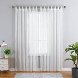 Haperlare Embroidered Sheer Curtains 63 inch Length White Semi Sheer Voile Window Curtain Drapes for Kitchen Cafe 2 Panels Tab Top