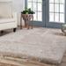 BNM Solid Indoor Shag Runner or Area Rug 8 x 10 Beige