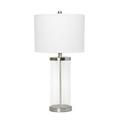 Entrapped Glass Table Lamp with White Fabric Shade