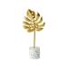 Yoone Leaf Ornament Simple Design Marble Base Nordic Style Golden Wrought Iron Feather Garniture for Home