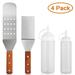 Grill Griddle Accessories BBQ Tool Kit-4 Piece Stainless Steel Grilling Utensils Set-2 Spatulas 2 Bottle-Fits for Flat Top Cooking Camping Teppanyaki Grills and Griddle