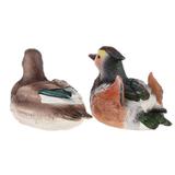 Pair of Simulation Mandarin Duck Statues Outdoor and desk Ornament NEW 15x8x8cm (5.9x3.15x3.15inches)