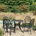 Anself 5 Piece Bistro Set Cast Aluminum 35.4 Inch Diameter Coffee Table with Umbrella Hole and 2 Garden Chairs Outdoor Dining Set Black for Bar Patio Balcony Garden Yard Lawn Terrace