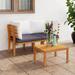 Anself 2-Seater Patio Sofa with Cushions Acacia Wood 2 Corner Sofas Sectional Sofa Set for Garden Lawn Courtyard Balcony