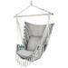 Brazilian Hammock Chair Cotton Weave Porch Swing Soft & Durable Canvas with Wood Spreader Bar for Trekking Camping Hiking Backyard Hanging Hammock Chair Cotton Weave Porch Brazilian Air Swing 330lb