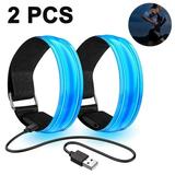 2 Pack Running Light for Runners Rechargeable LED Armband Reflective Running Gear LED Light Up Band for Joggers Bikers Walkers