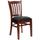 Hercules Series Mahogany Vertical Slat Back Wooden Restaurant Chair with Black Vinyl Seat