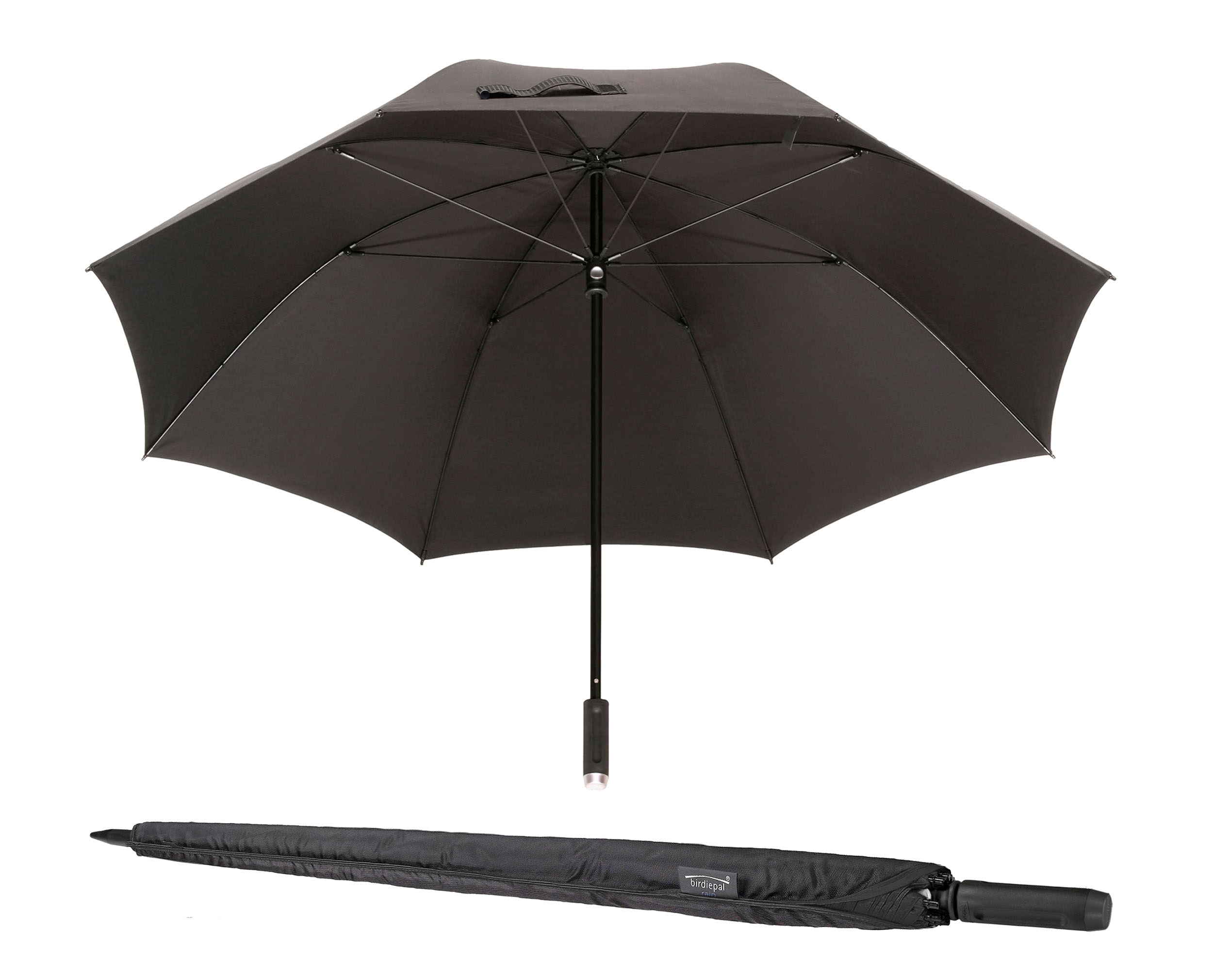 Stockregenschirm EUROSCHIRM "birdiepal rain", Damen, schwarz, Bezug: 100% Polyester, uni, Regenschirme, Regenschirm für Zwei, extra großes Dach in XXL-Größe