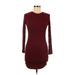 Forever 21 Casual Dress - Bodycon Crew Neck 3/4 sleeves: Red Color Block Dresses - Women's Size Large