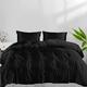 LINENWALAS Premium Organic Bamboo Duvet Sheet Set 4PC Set with Bamboo Duvet Cover, Fitted Sheet & Pillowcase - Softest, Cooling & Perfect for Skincare (Double, Jet Black)