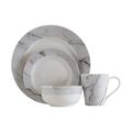 Premier Housewares 0723033 16-Piece Porcelain Marbled Effect Dinner Set - White/Grey