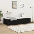 vidaXL Day Bed Black 90x190 cm Single Solid Wood Pine