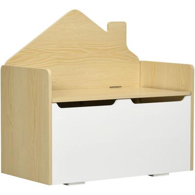 Homcom - Toy Box Storage Bench Kids Toy Chest w/ Lid Pressure Rod - White - White