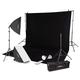 Walimex Pro Premium Fotostudio Set inkl. 2X Lampenstativ mit 2X LED Softboxen 40x60cm Bi Color und komplettem Teleskop Hintergrundsystem 120-307 cm mit Stoffhintergrund schwarz