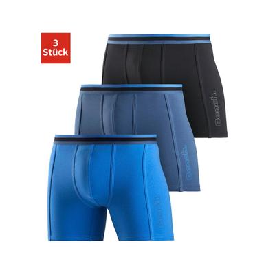 Langer Boxer BENCH., Herren, Gr. XXL, blau (blau, schwarz, marine), Jersey, Obermaterial: 92% Baumwolle, 8% Elasthan (LYCRA), unifarben, Unterhosen, Unterhosen mit elastischem Bund und Logodruck auf dem Bein Image
