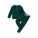 Kiapeise Toddler Boy Fall Clothes 2T 3T 4T 5T Outfits Winter Long Sleeve Knitted Cotton Tops Pants Sets Solid Color
