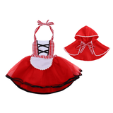 IBTOM CASTLE Newborn Baby Girls Little Red Riding Hood Clothes Cloak + Tutu Dress Halloween Cosplay Outfit 3-4 Years Red