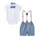 2022 New Baby Girls Boys Clothing Set Baby Boys Cotton Summer Gentlemen Outfits Short Sleeve Bowtie Romper Suspender Shorts Outfits Clothes Suit Set