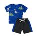 Multitrust Kid s T-shirt Set Round Neck Printed T-shirt Lace Up Short Pants