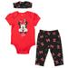 Disney Minnie Mouse Baby Girls Bodysuit Pants and Headband 3 Piece Outfit Set Newborn to Infant