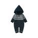 xingqing 0-24Months Christmas Newborn Baby Boy Girl Sweater Romper Snowflake Print Long Sleeves Onesie Hooded Jumpsuit Xmas Clothes Royal Blue 6-12 Months