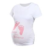 Egmy Women Maternity Short Sleeve Letter Print Tops T-shirt Pregnancy Clothes