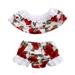 Little Girls 2PCS Outfit Set Sleeveless Off Shoulder Floral Multi-Layer Lace Loose Top and High Waist Shorts