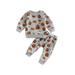 Calsunbaby Kids Baby Boys Girls Halloween Outfits Set Long Sleeve Pumpkin Print Tops Pants Tracksuit Clothes Gray 2-3 Years