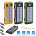 10000mAh Solar Charger for Cell Phone iPhone Portable Solar Power Bank with 5V USB Ports Led Light Flashlight Compass Battery Pack for Outdoor Camping Hiking