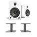 Kanto YU6MW 200W Bookshelf Speakers with Bluetooth - Matte White (Pair) with Kanto SP6HD 6 Fixed-Height Desktop Stands - Black (Pair) (2022)