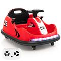 GYMAX Kids Bumper Car, 360 Spin 6V Battery Powered Toy Car with Remote Control, Dual Joysticks, LED Lights & Safety Belt, Outdoor Indoor Children Waltzer Car for Boys Girls (Red)