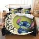 DDONVG Lilo and Stitch Bed Linen 135 x 200 3D Stitch Love Couple Children's Duvet Cover Set Microfibre with Zip Pillowcases for Boys Girls (7,200 x 200 cm, 50 x 75 x 2)