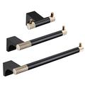 3 Pieces Bathroom Accessories Set Towel Rack Set Wall Mounted,Hand Towel Holder+Toilet Paper Holder+Robe Hook,Black Gold Brass,SHUNLI