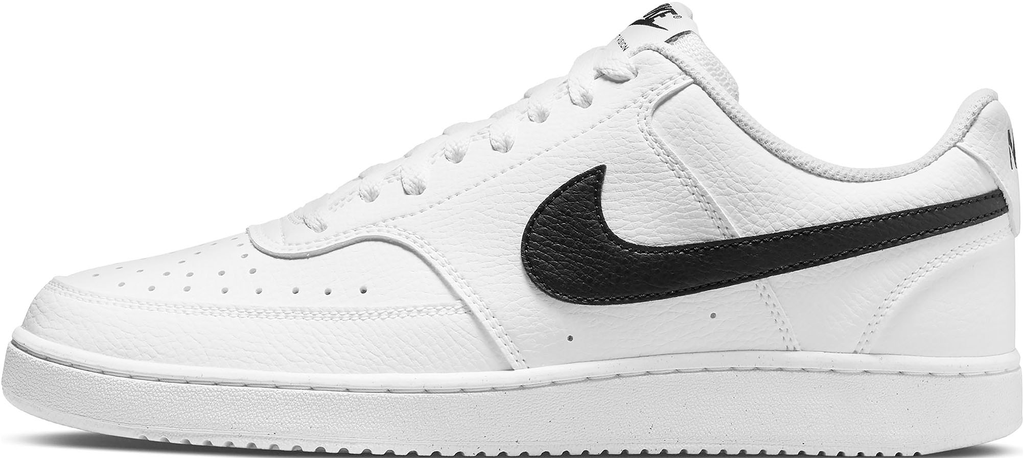 Sneaker NIKE SPORTSWEAR "COURT VISION LOW NEXT NATURE", Gr. 40, schwarz-weiß (weiß, schwarz, weiß), Leder, Synthetik, Textil, Schuhe, inspiriert vom Design des Nike Air Force, Topseller