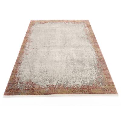 Teppich WK WOHNEN "BORDER", grau (grau, rosé), B:140cm H:8mm L:200cm, Viskose, Polyacryl, Teppiche, hochwertiger Viskoseanteil, samtweiche Oberfläche mit 3 D Effekt Image