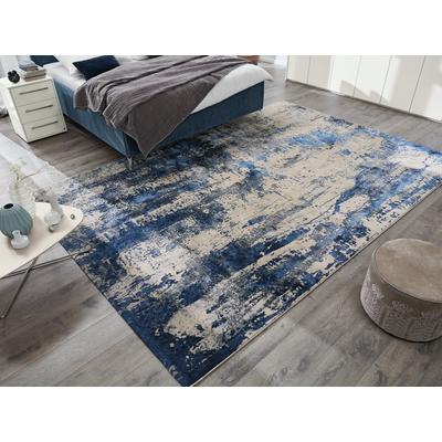 Teppich MUSTERRING "WAVE ARTE", grau (grau, blau), B:170cm H:9mm L:240cm, Polypropylen, Teppiche, exlcusive MUSTERRING DELUXE COLLECTION kuscheliges Microfaser Garn Image