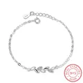 Nouvelle mode simple 925 Sterling Silver Leaves Chian Bracelet pour femmes Bijoux pulseira S-B46