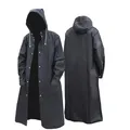 Manteau de Pluie à Capuche pour Adulte Imperméable Long Noir Épais à la Mode pour Randonnée en