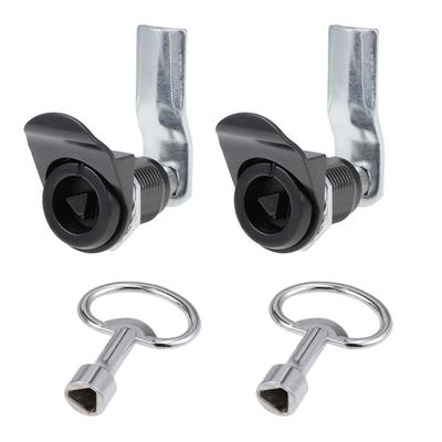 Triangle Cam Lock 22mm Cylinder Dia 49mm Long Cam Keyed Alike Black 2Pcs - 2 Pack