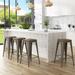 Bar Stools Set of 4 Stackable Metal Bar Stools Industrial Counter Height Stools Backless Barstools with Wooden Seats