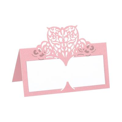 Table Name Place Cards,50Pcs Hollow Butterfly Cut Design Seat Blank Card, Pink