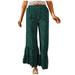 Pants for Women Womens Jeans Trendy Women Summer Casual Loose Fit High Waist Pleated Wide Printed Trousers Pants Green Cargo Pants for Women White Leggings for Women Green S
