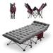 FICISOG Folding Camping Cots 880lbs Layer Oxford Sleeping Cots with Carry Bag & Mattress Red