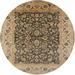 Ahgly Company Machine Washable Indoor Round Industrial Modern Brown Sand Brown Area Rugs 8 Round