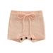 Binwwede Baby Girls Shorts Solid Color Ribbed Elastic Drawstring Casual Shorts for Streetwear